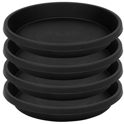 NIMYAU 4-pack plant saucers in 12-inch size catch excess water to protect floors.