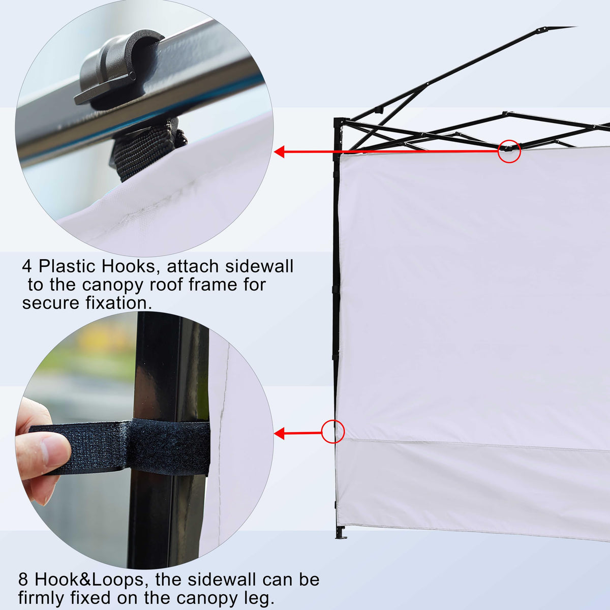 NINAT Sunwall attached to canopy frame for secure fit