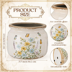 Ninehaoou ice-crackle-glaze ceramic pot adds textured depth to shelves or tabletops.