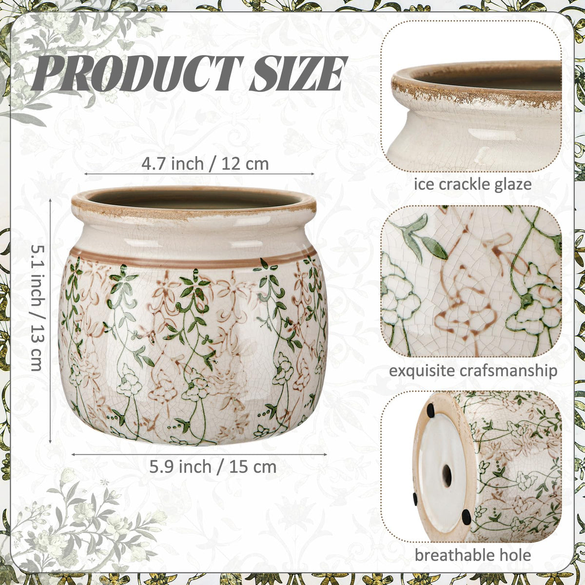 Ninehaoou ice crackle glaze planter features textured finish for standout decor.