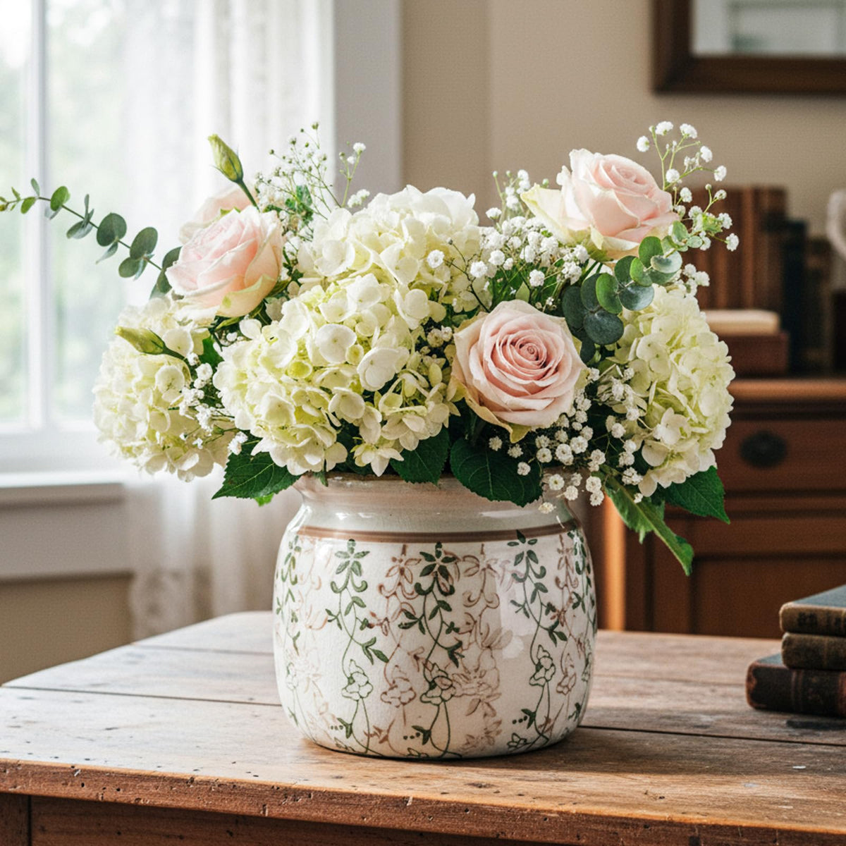 Ninehaoou indoor outdoor ceramic planter versatile for living rooms or patios.