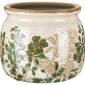 Ninehaoou vintage planter with beige crackle glaze for indoor greenery.