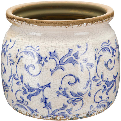 Ninehaoou vintage planter with blue chinoiserie crackle glaze, ideal for live succulents.