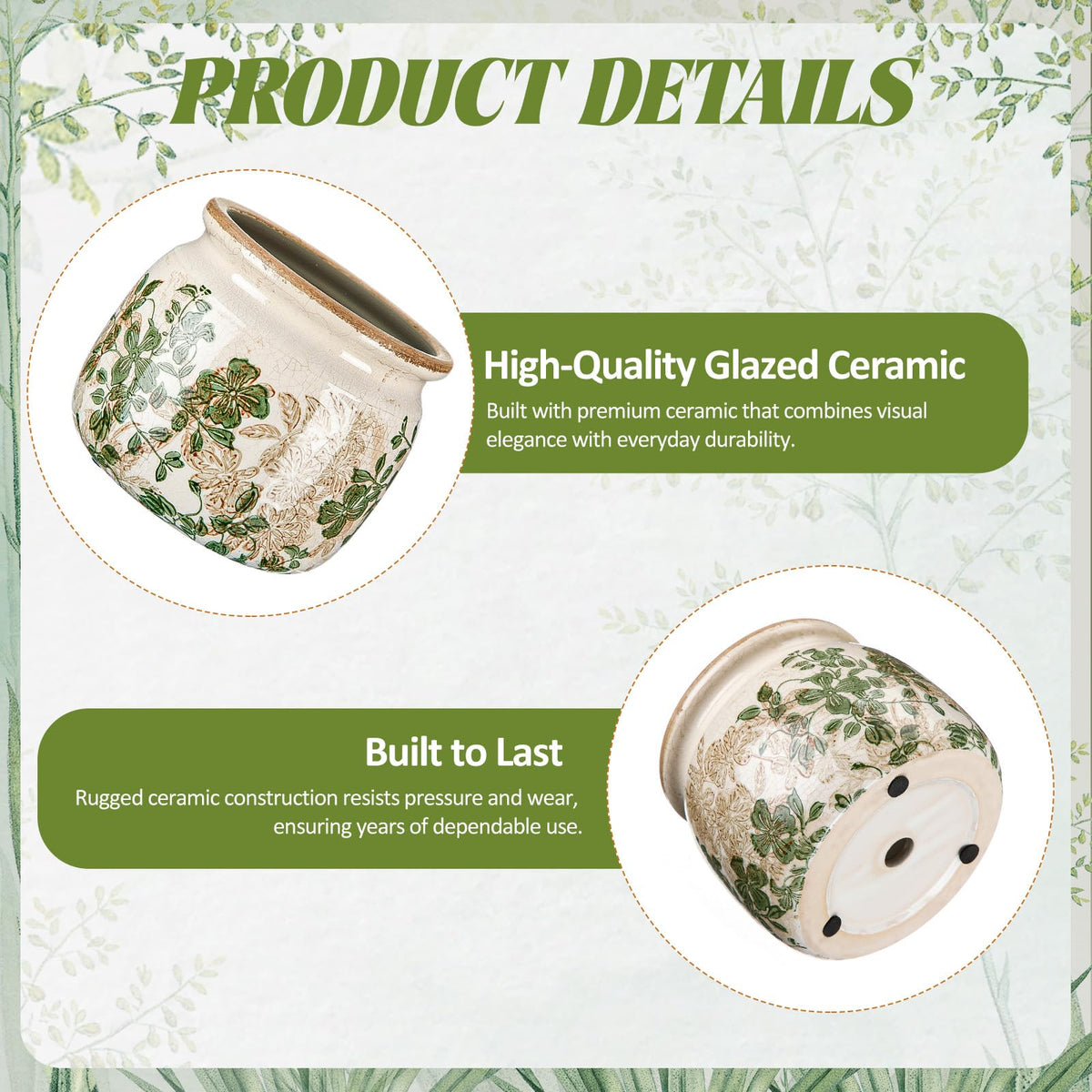 Ninehaoou vintage ceramic pot with hand-glazed finish for rustic charm.