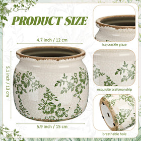 Ninehaoou large planter with crackle glaze adds antique charm to any room.
