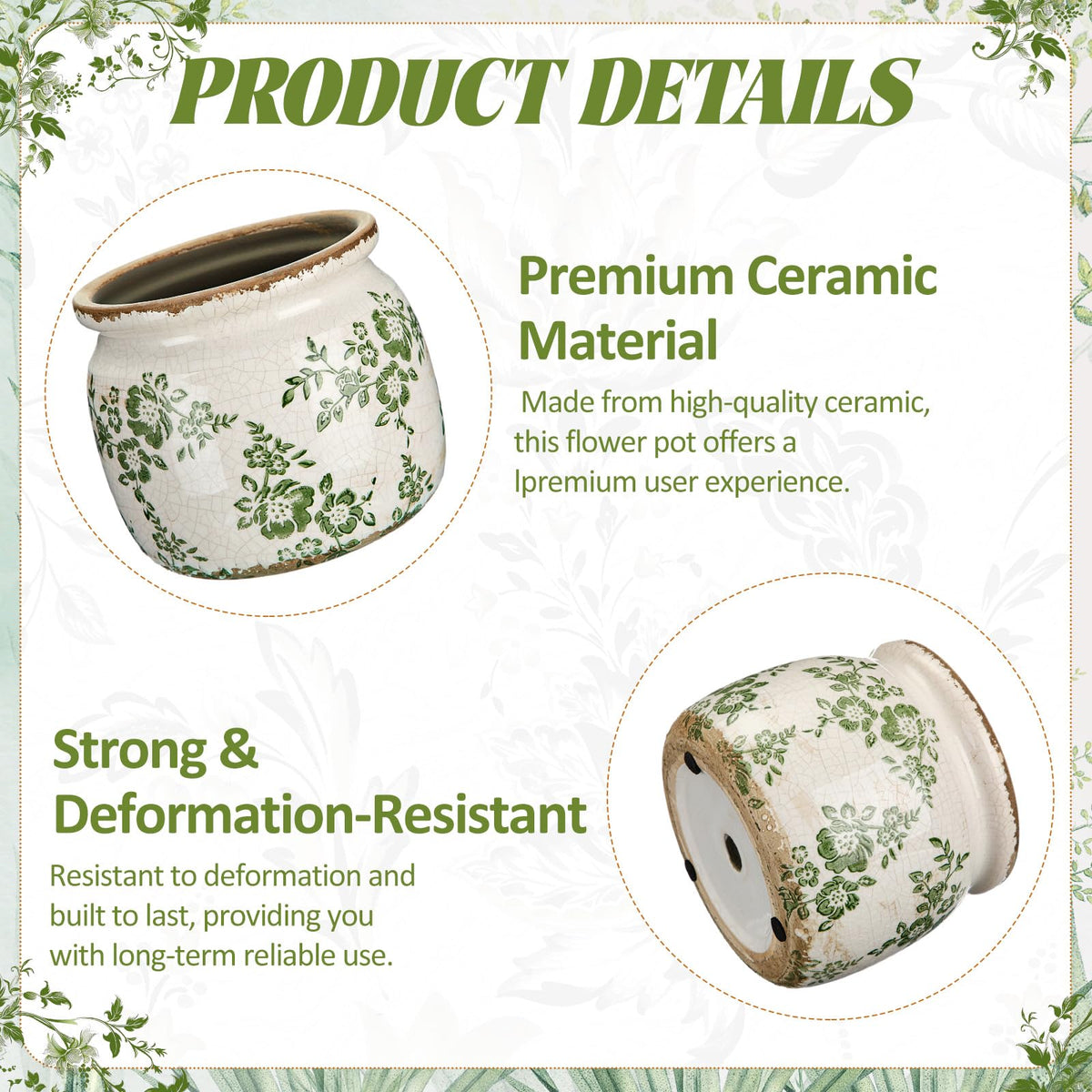 Ninehaoou ceramic planter suitable for indoor or covered outdoor spaces.