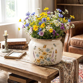 Ninehaoou warm-yellow planter brings sunny focal point to kitchen or patio.