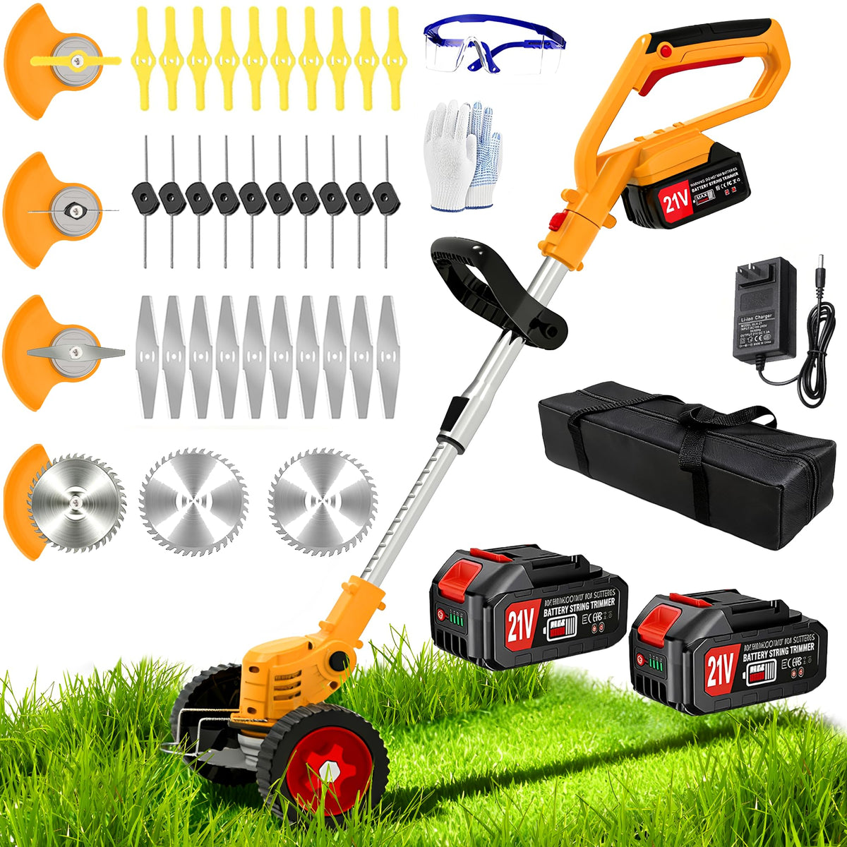Ninghw electric weed wacker with wheels for easy edging and trimming.