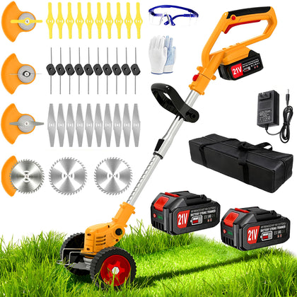 Ninghw electric weed wacker with wheels for easy edging and trimming.