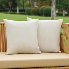NiNi ALL beige outdoor pillow cover 16x16 square for patio with textured linen feel