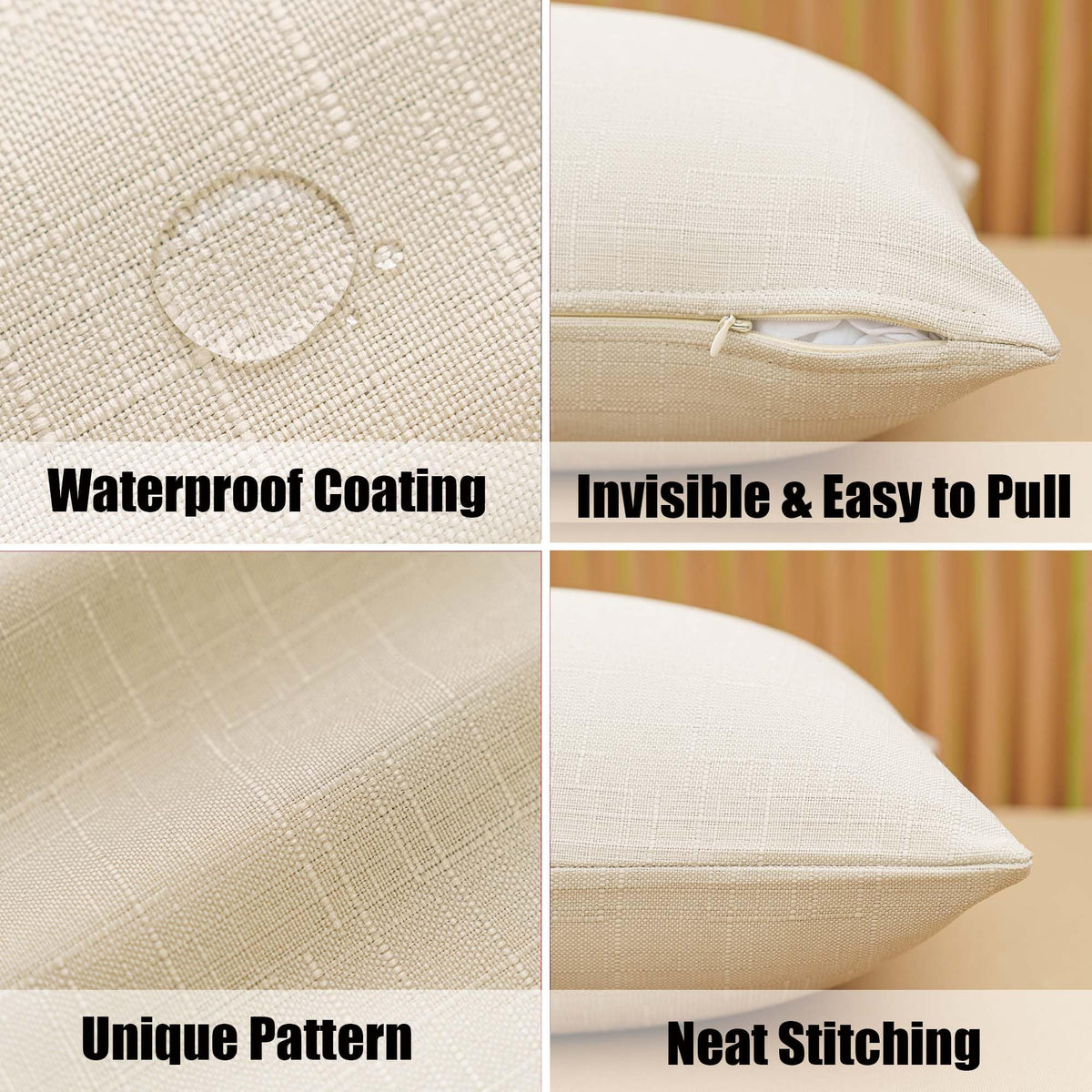 NiNi ALL textured linen pillow cover beige suitable for garden seating