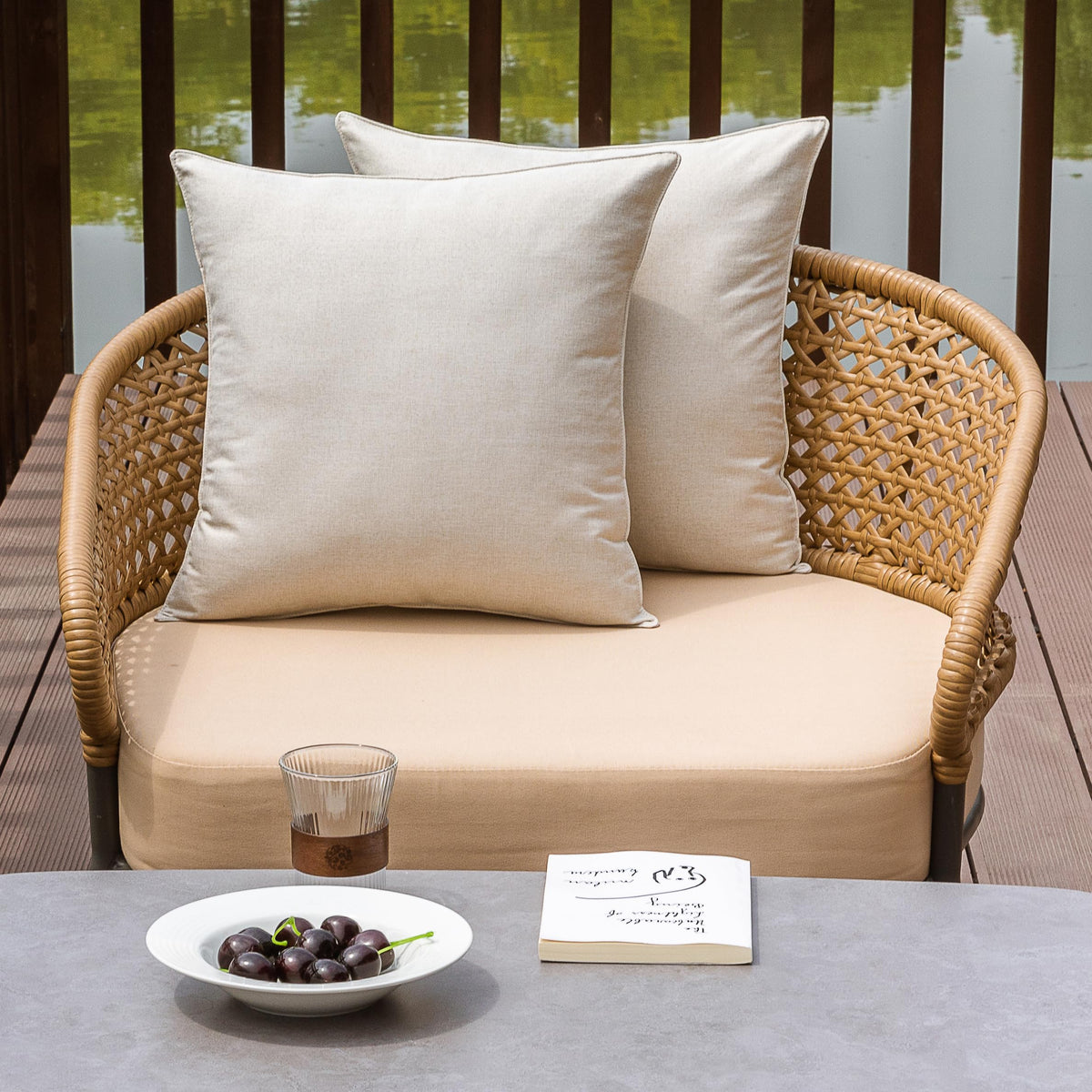 NiNi ALL hidden zipper design on 20x20 beige cover for easy cushion insertion.