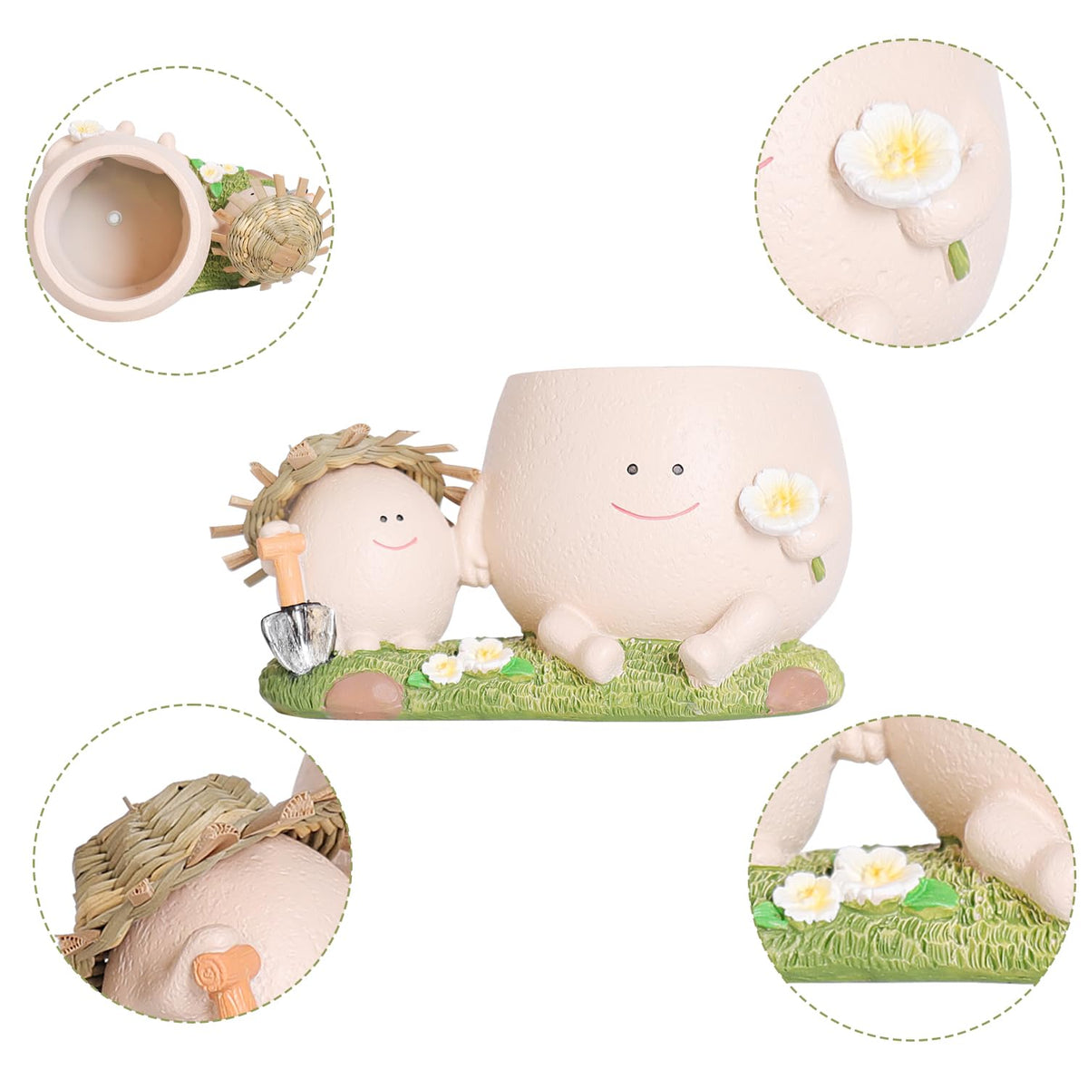 NINIPAPA head planter with succulent arrangement adds character