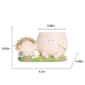 NINIPAPA resin smiley-face planter outdoor setup withstands sun and rain