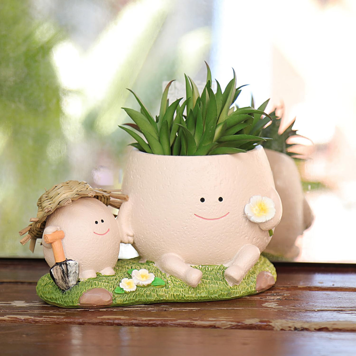 NINIPAPA smiley-face planter indoor display brightening desks or shelves