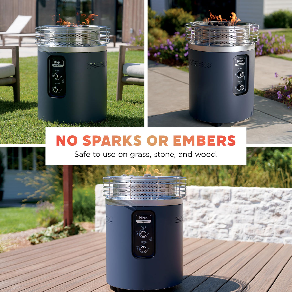 Ninja Fireside360 smokeless flames reduce smoke and odor