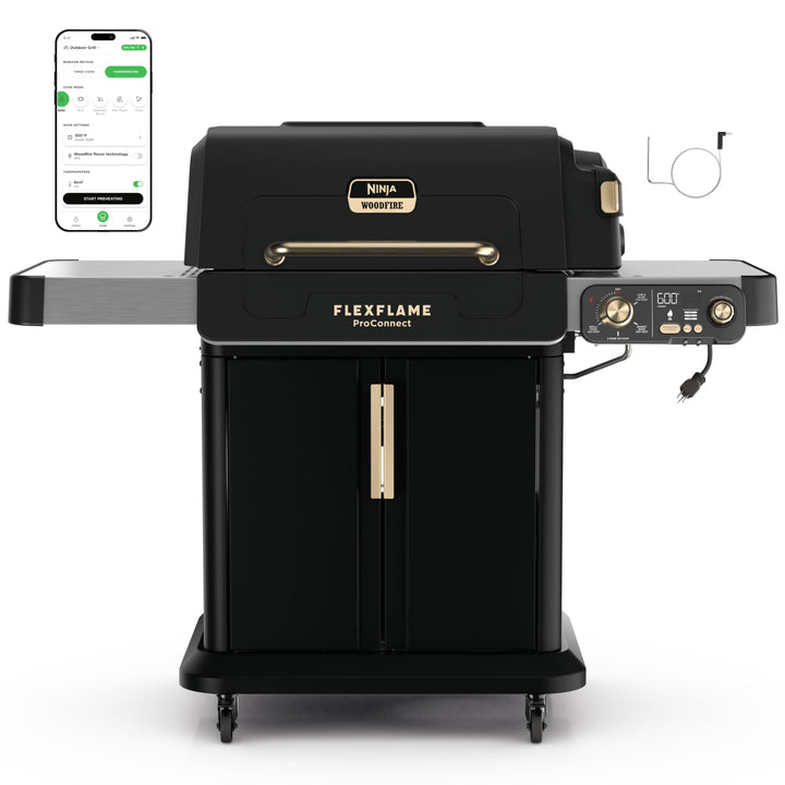 Ninja FlexFlame ProConnect Grill shows expansive 424 sq in space for versatile outdoor meals.