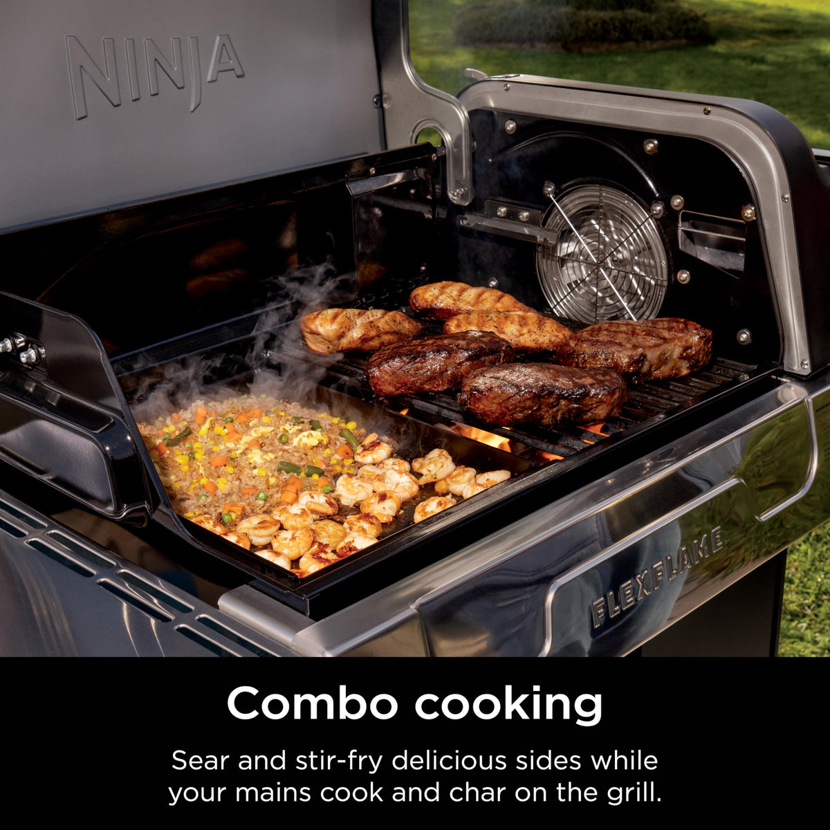 Ninja FlexFlame Upgrades Half Griddle carbon steel plate close-up showing rust resistance