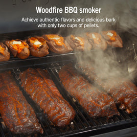 Three-burner grill space for multiple servings at once.