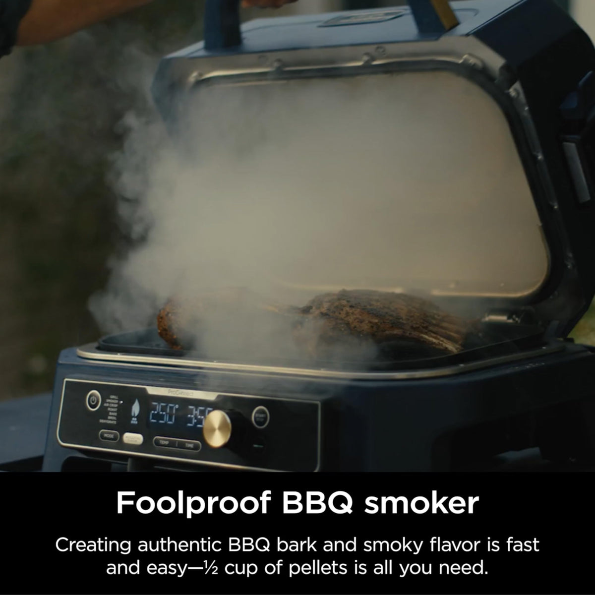 Ninja Woodfire Pro Connect XL woodfire technology in action for authentic aroma