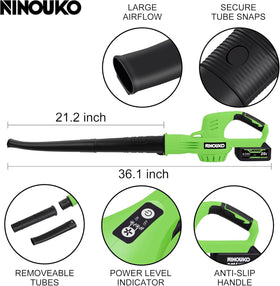 NINOUKO Leaf Blower quick detach tube enables easy storage.