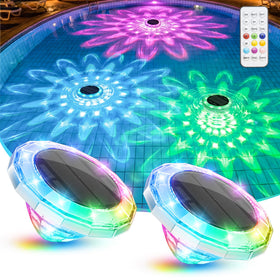 NIORSUN floating solar pool light on water provides ambient glow for night swims.