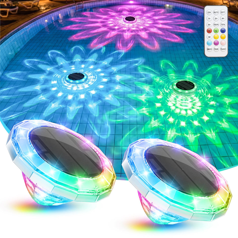 NIORSUN floating solar pool light on water provides ambient glow for night swims.