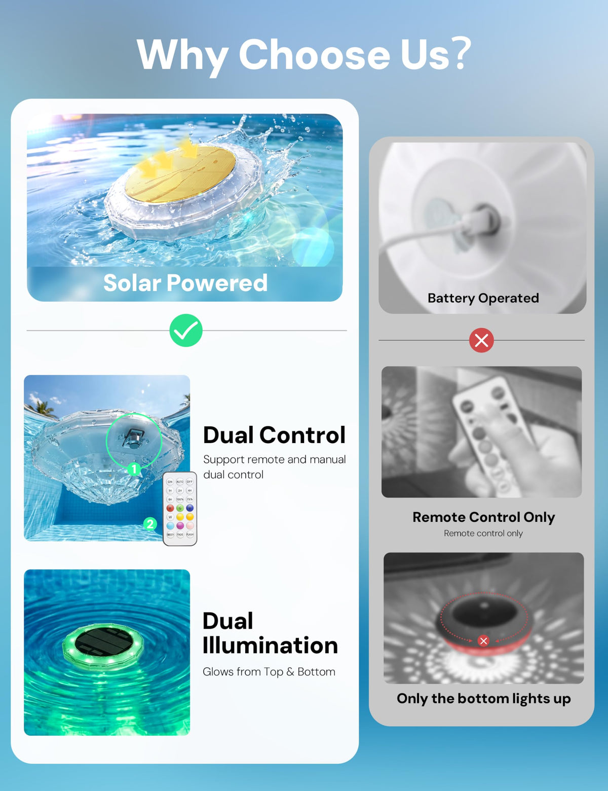 NIORSUN night-time ambiance with color-changing glow for inviting pools.