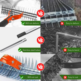 Niovrooro Thatch Rake steel tines provide durable performance during yard work.