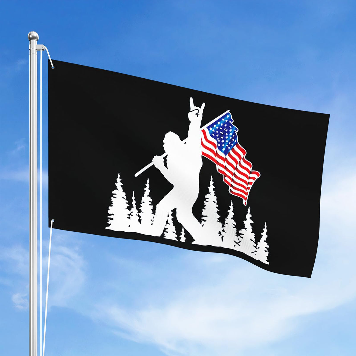 Niprden bigfoot flag 3x5ft back view shows double-sided print