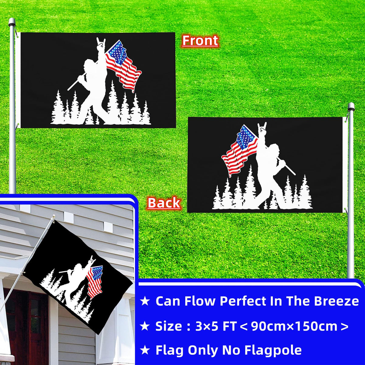 Niprden garden flag bigfoot illustration for yard display