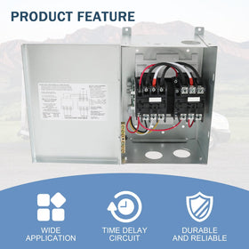 Nirakoka RV Automatic Transfer Switch side panel highlights rugged construction for mobile travel reliability.