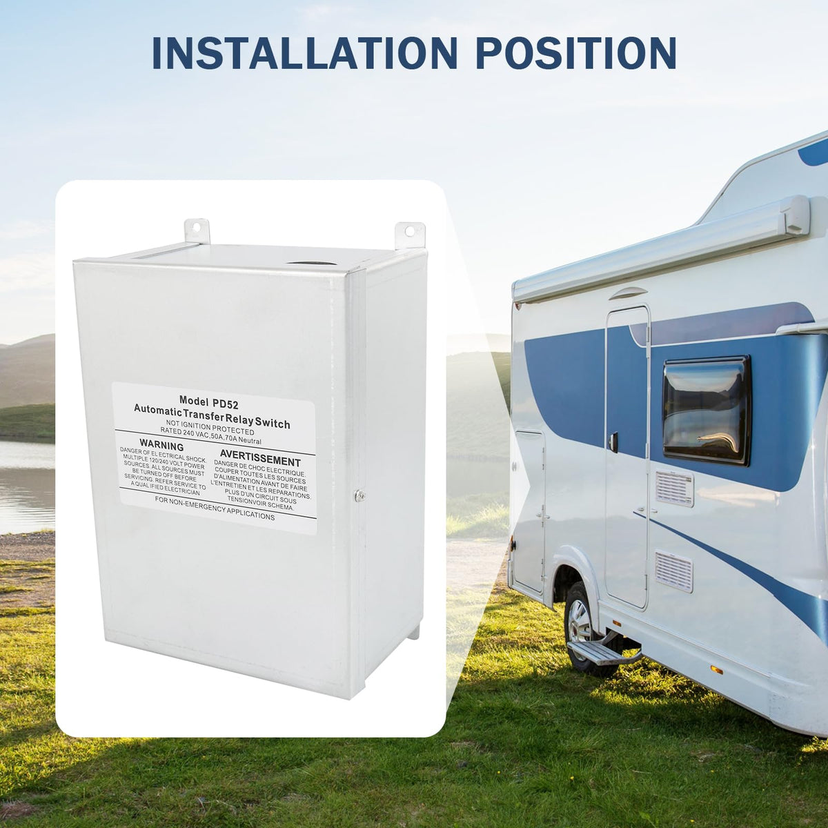 Nirakoka RV Automatic Transfer Switch time-delay circuit ensures proper generator ramp-up.