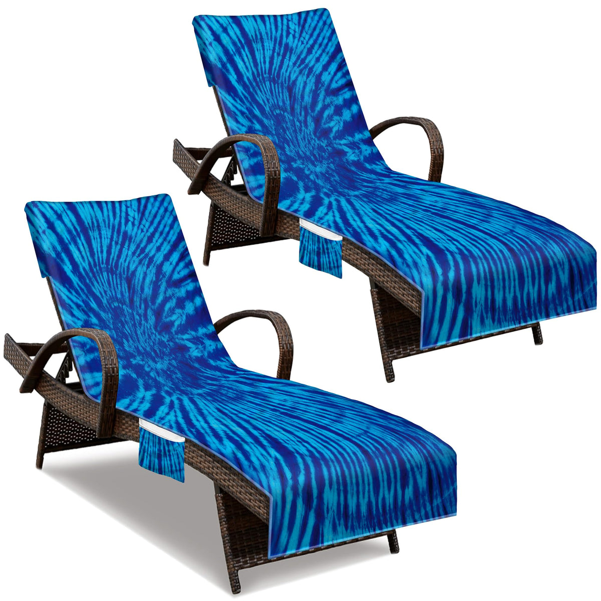 NISDOING blue tie-dye lounge chair towel cover keeps chairs clean and comfy.