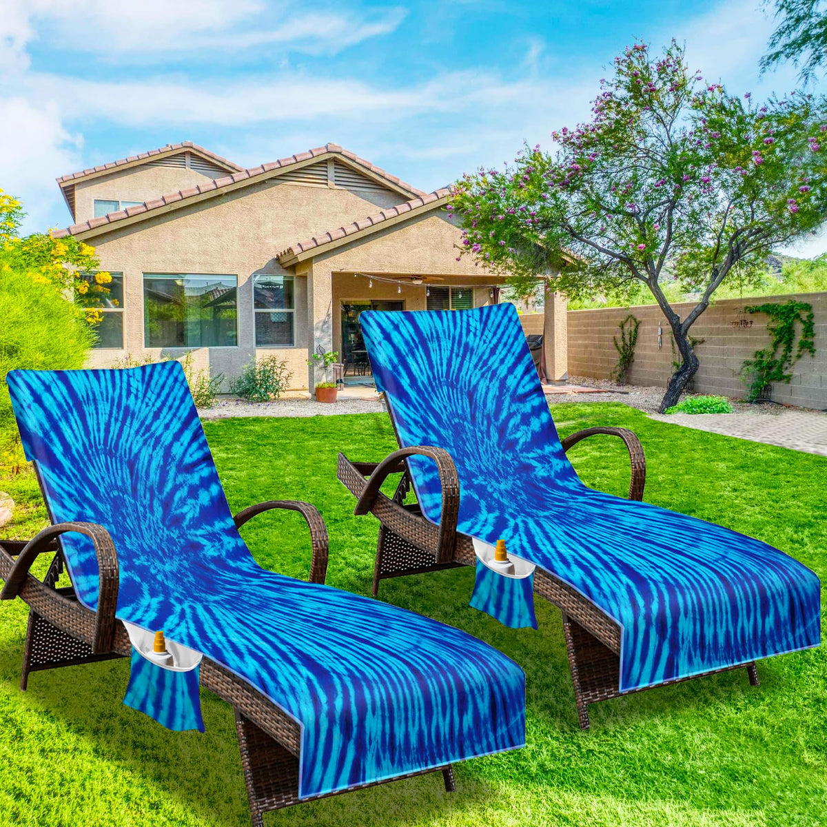 NISDOING blue tie-dye print helps you spot your chair at the pool.