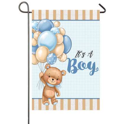 NISEVAN Its A Boy garden flag teddy bear balloons for baby shower decor