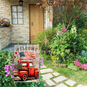 NISEVAN USA flag welcome banner ideal for front porch decor