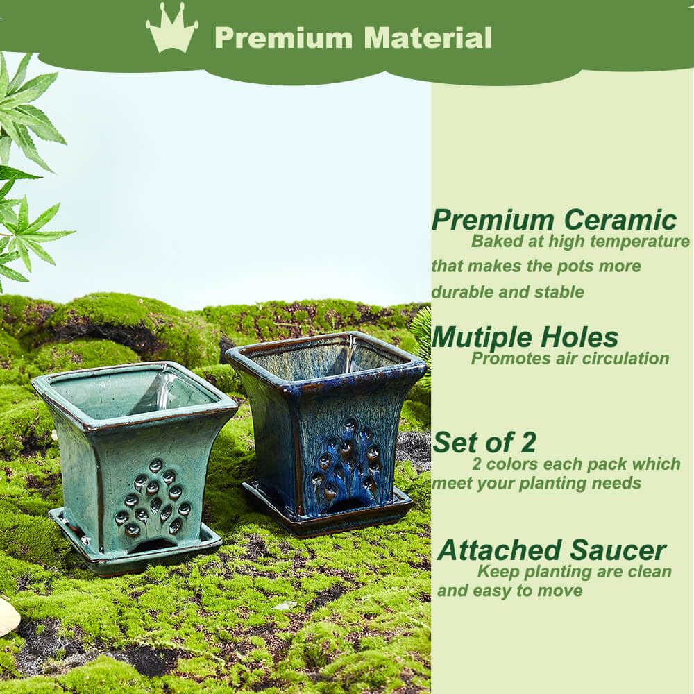 NiSevenLiving attached saucer design keeps surfaces clean and pots portable.