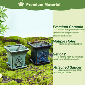 NiSevenLiving attached saucer design keeps surfaces clean and pots portable.