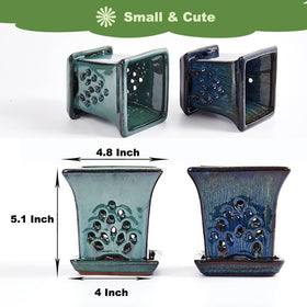 NiSevenLiving green square orchid pot with side holes promotes air flow around roots.