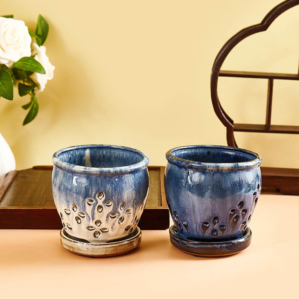 NiSevenLiving durable ceramic orchid pot designed to resist cracks and daily handling.
