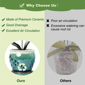 NiSevenLiving orchid pot bottom drainage hole supports root-friendly watering.