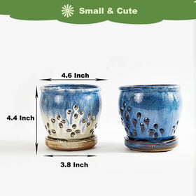 NiSevenLiving ceramic orchid pot with drainage hole to prevent overwatering.
