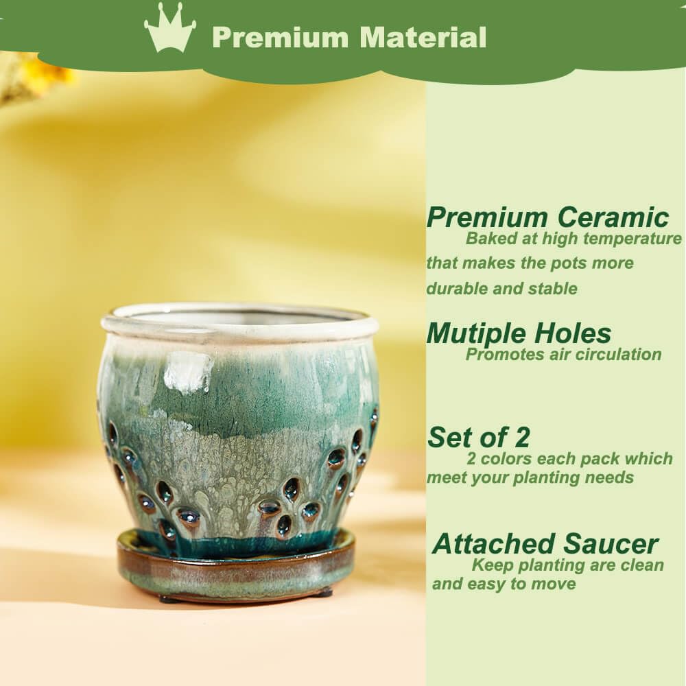 NiSevenLiving orchid pot side view highlights compact size for desks.