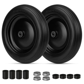 NISHCON flat free tire front view with ribbed tread for garden carts