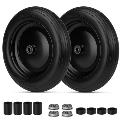 NISHCON flat free tire front view with ribbed tread for garden carts