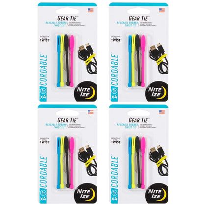 Nite Ize Gear Tie 3-inch wrap secures a charging cable quickly