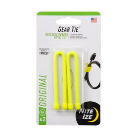 Nite Ize Gear Tie neon yellow 6-inch wrap for cords and small devices.