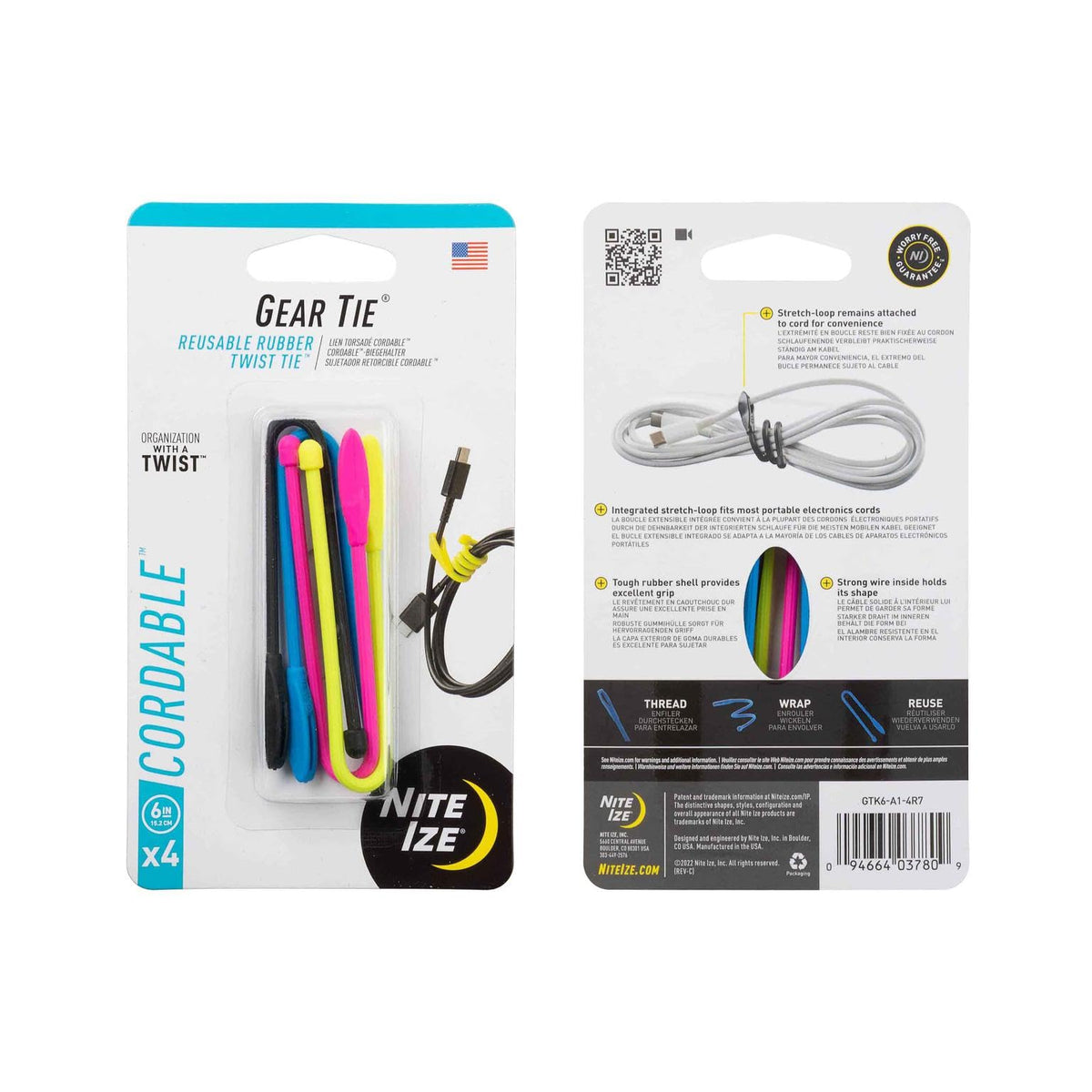 Nite Ize Gear Tie two-pack set offers versatile cord management at home and travel.