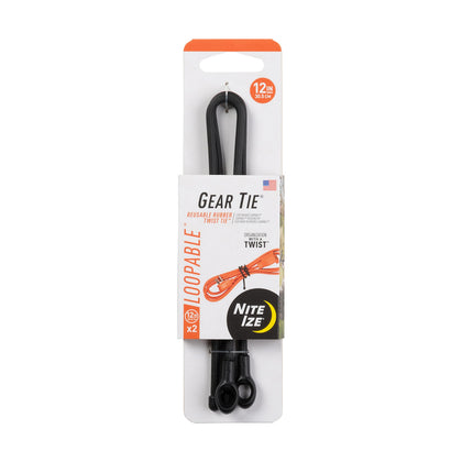 Nite Ize GLS12-01-2R3 Gear Tie Loopable 12-inch exterior grip secures cords.
